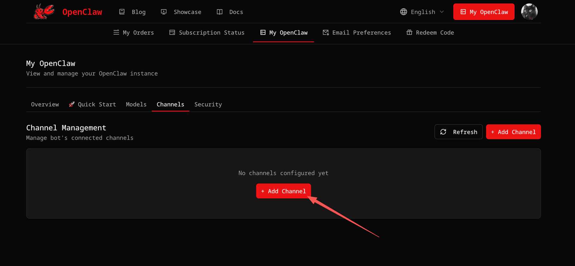 Kanallar Sayfasına Erişin
